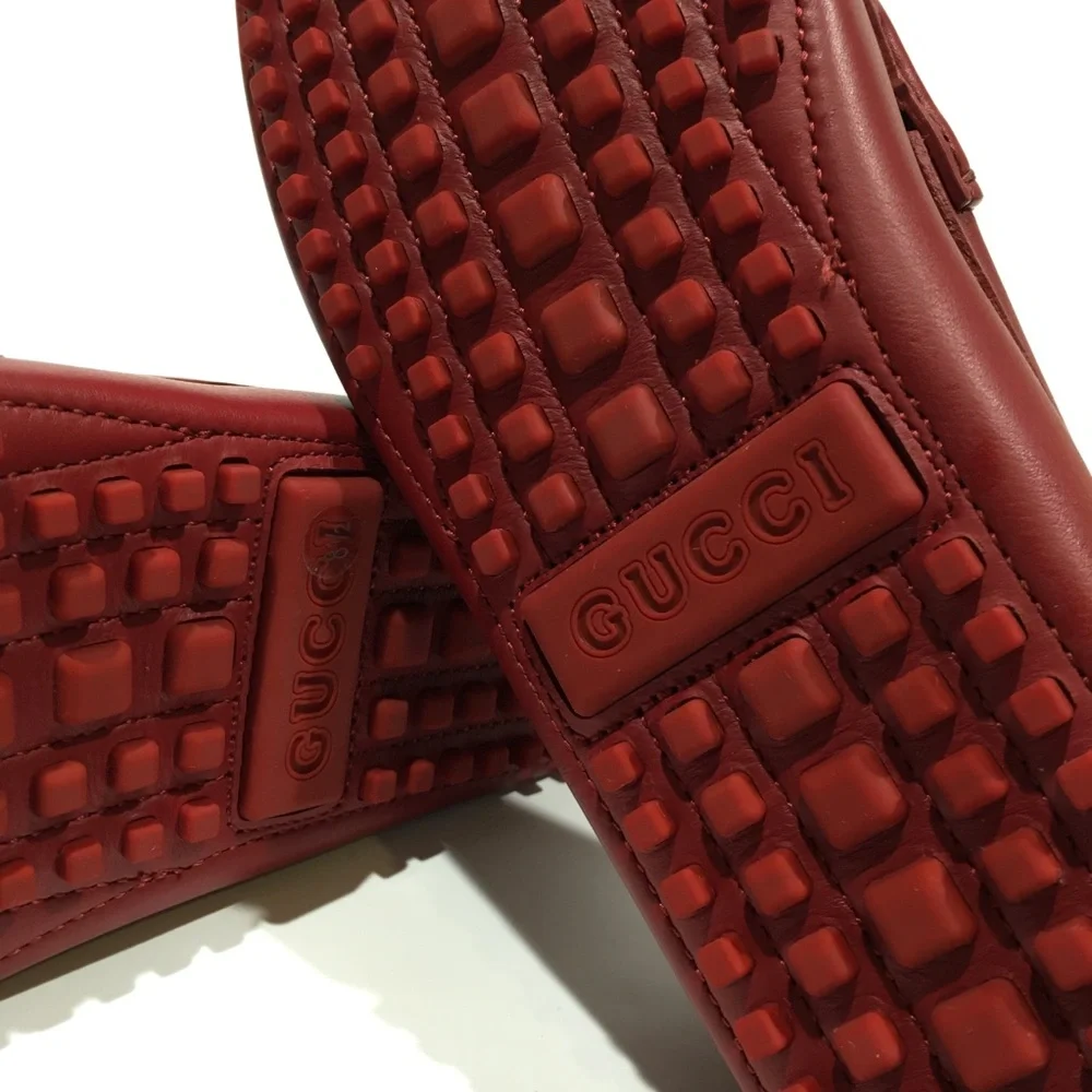GUCCI INTERLOCKING G DRIVING MOCCASINS -RED CALF LEATHER -MEN’S US 9 -NEW - Picture 10 of 11